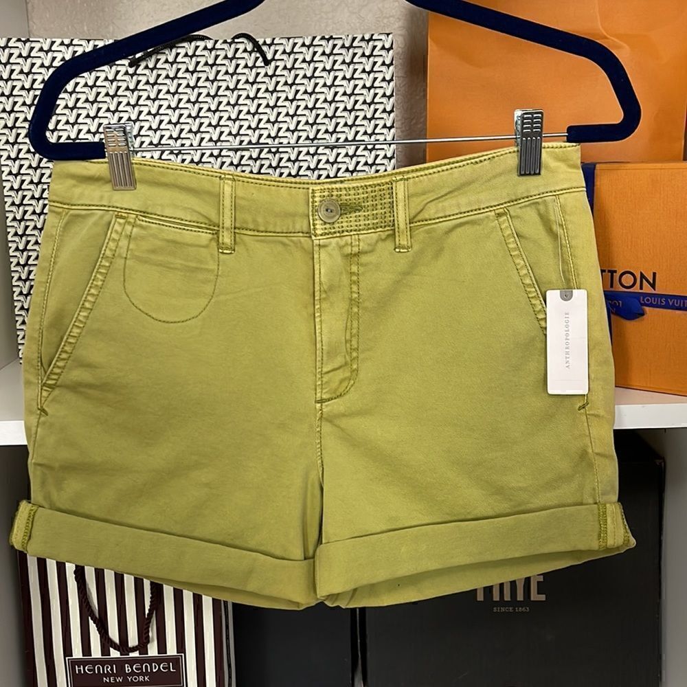 Anthropologie chino relaxed avacado green shorts NWT. 27 - Picture 4 of 9